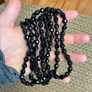 Vintage Long Elegant Glass Black Beaded Necklace Faucet